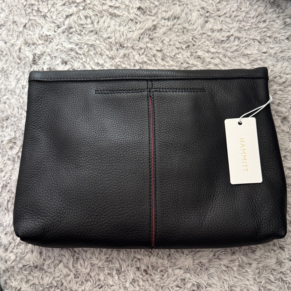 Hammitt VIP LRG Black Crossbody Bag Gunmetal grommets with Red Zipper. NWT - Picture 2 of 7